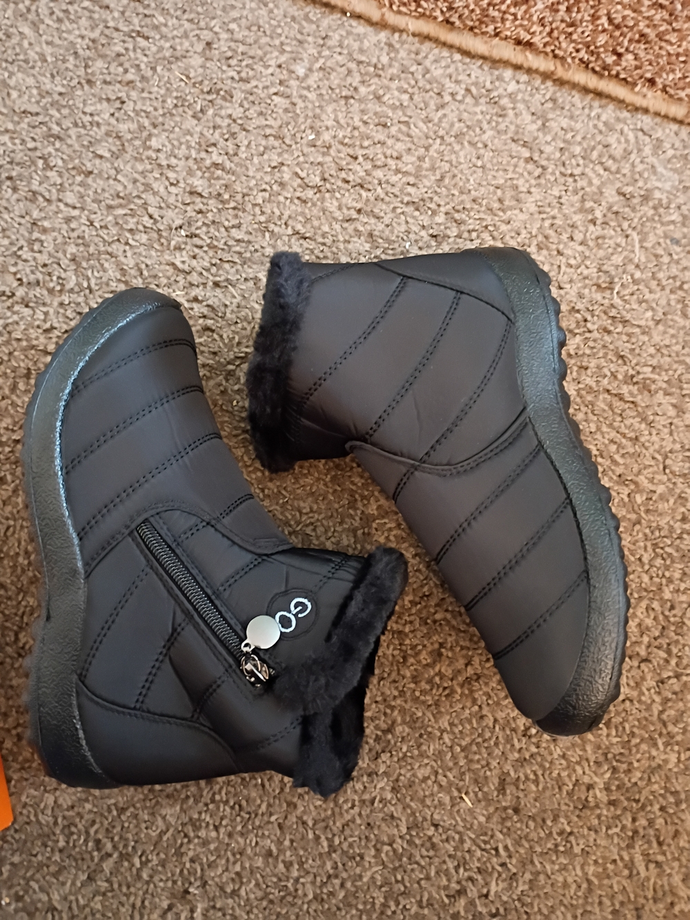 Cozy Black Women's Ankle Booties with Faux Fur Trim